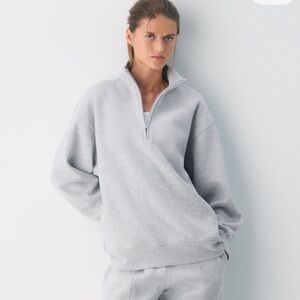 Aritzia Gray Half-Zip Sweater